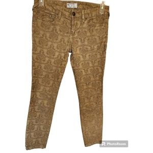 Free People Size 27 Jacquard Textured Brown Skinny Jeans Women's